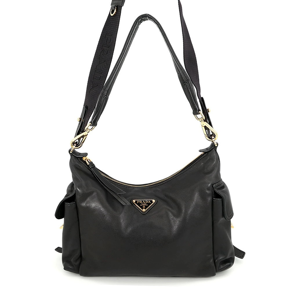 Prada Explorer Leather Shoulder Bag Black